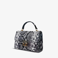 The Venezia Black White Leather Handbag - Vinci Leather