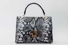 The Venezia Black White Leather Handbag - Vinci Leather