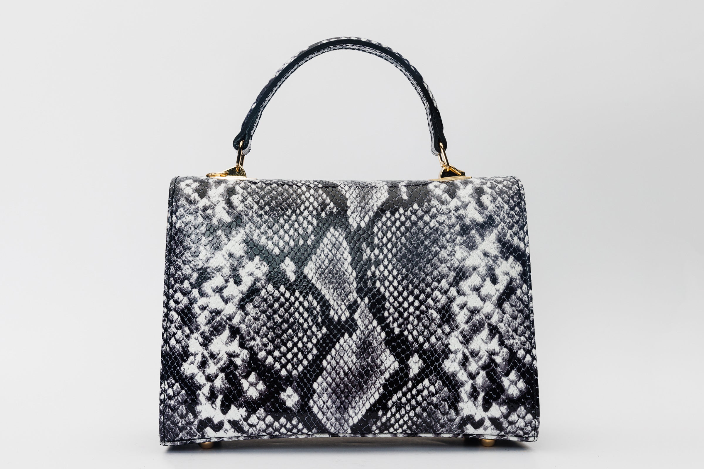 The Venezia Black White Leather Handbag - Vinci Leather