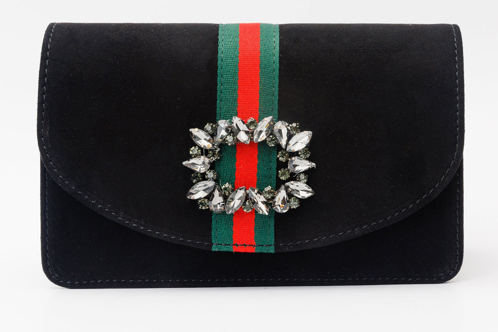 The Afega Black Suede Leather Handbag - Vinci Leather