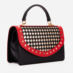 The Dosso Black and Gold Handwoven Leather Handbag - Vinci Leather