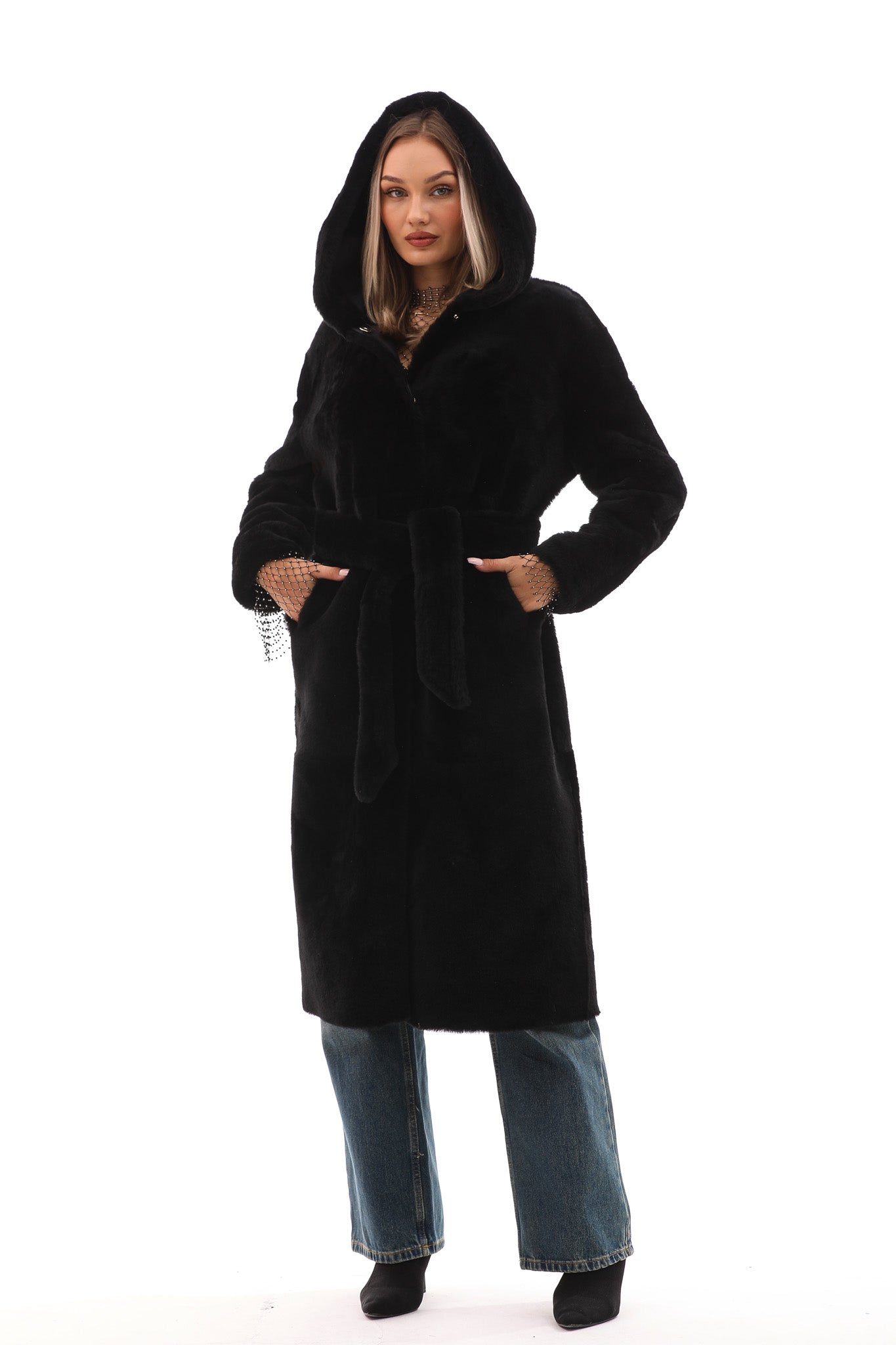 The Virella Reversible Hooded Shearling Leather Jacket - Vinci Leather