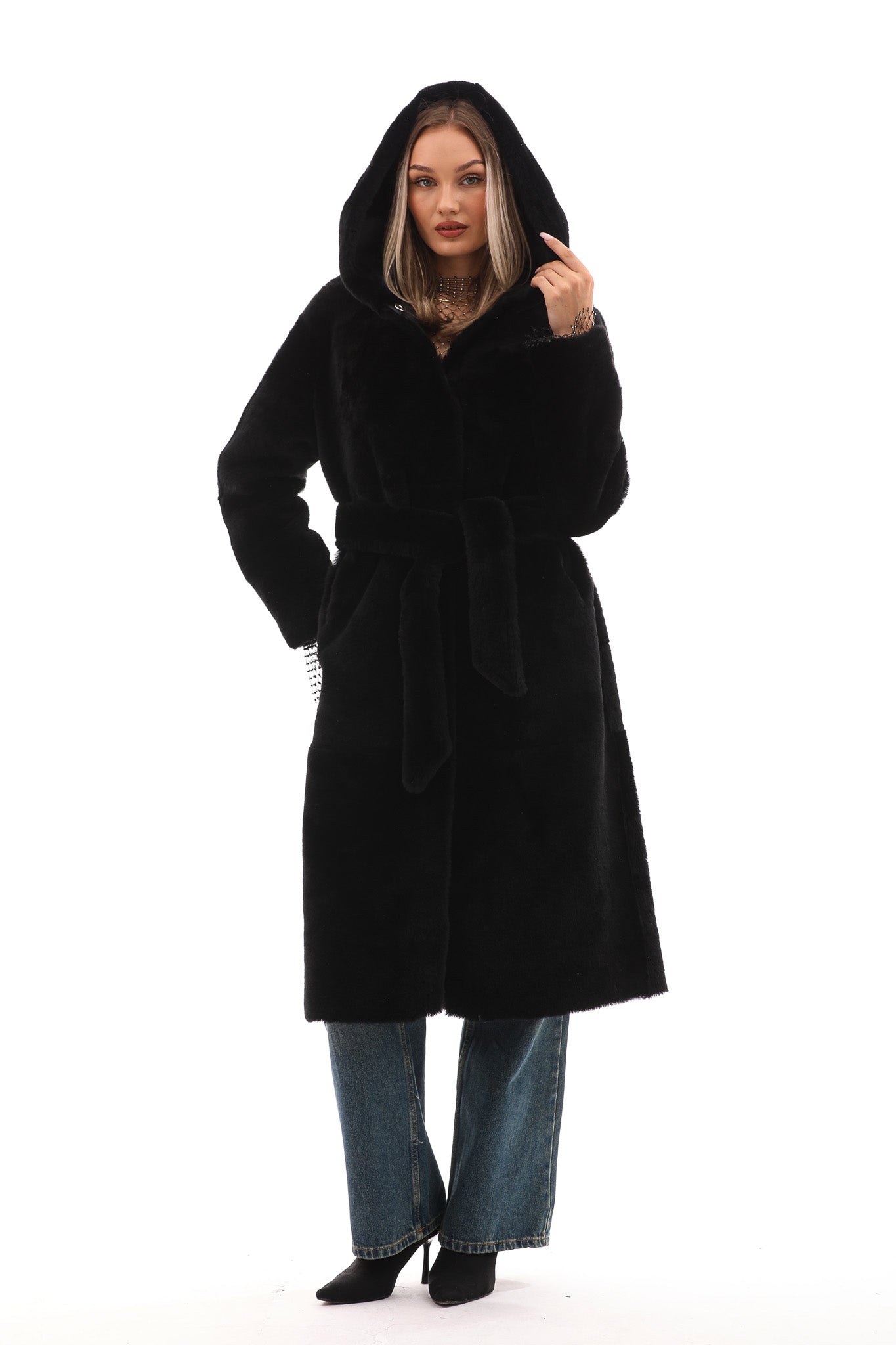 The Virella Reversible Hooded Shearling Leather Jacket - Vinci Leather