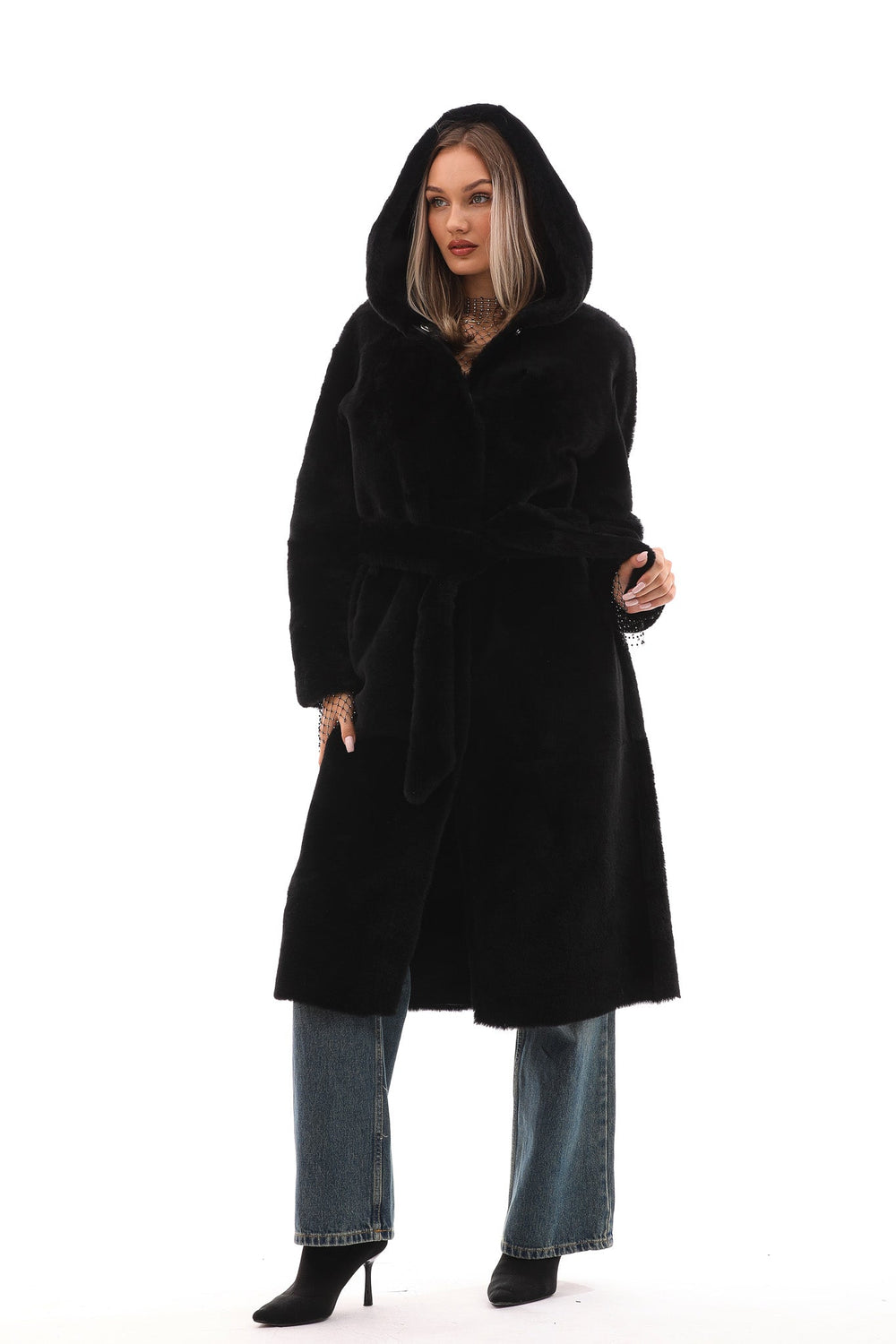 The Virella Reversible Hooded Shearling Leather Jacket - Vinci Leather