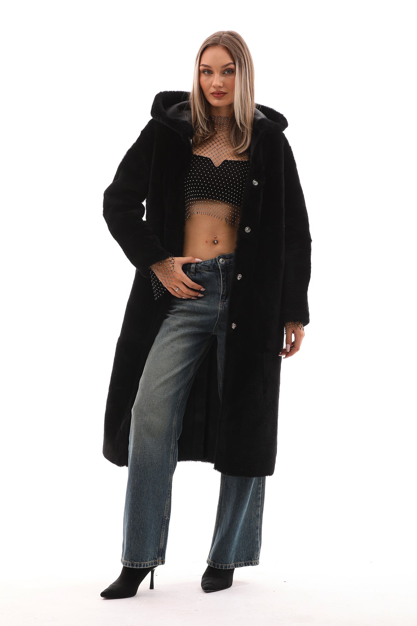 The Virella Reversible Hooded Shearling Leather Jacket - Vinci Leather
