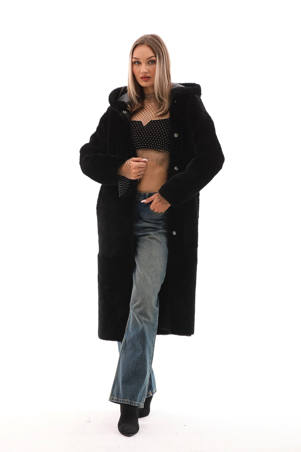 The Virella Reversible Hooded Shearling Leather Jacket - Vinci Leather