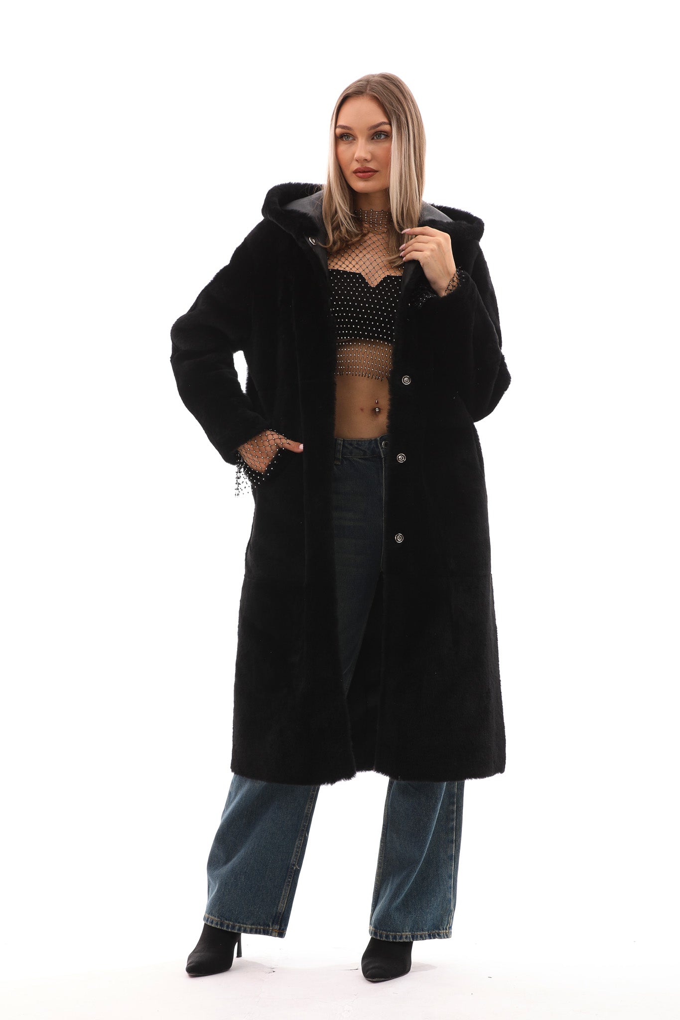 The Virella Reversible Hooded Shearling Leather Jacket - Vinci Leather