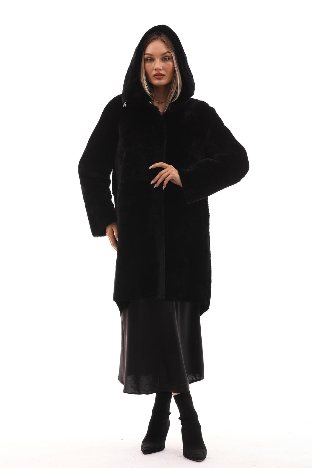 The Noctura Reversible Hooded Shearling Leather Jacket - Vinci Leather