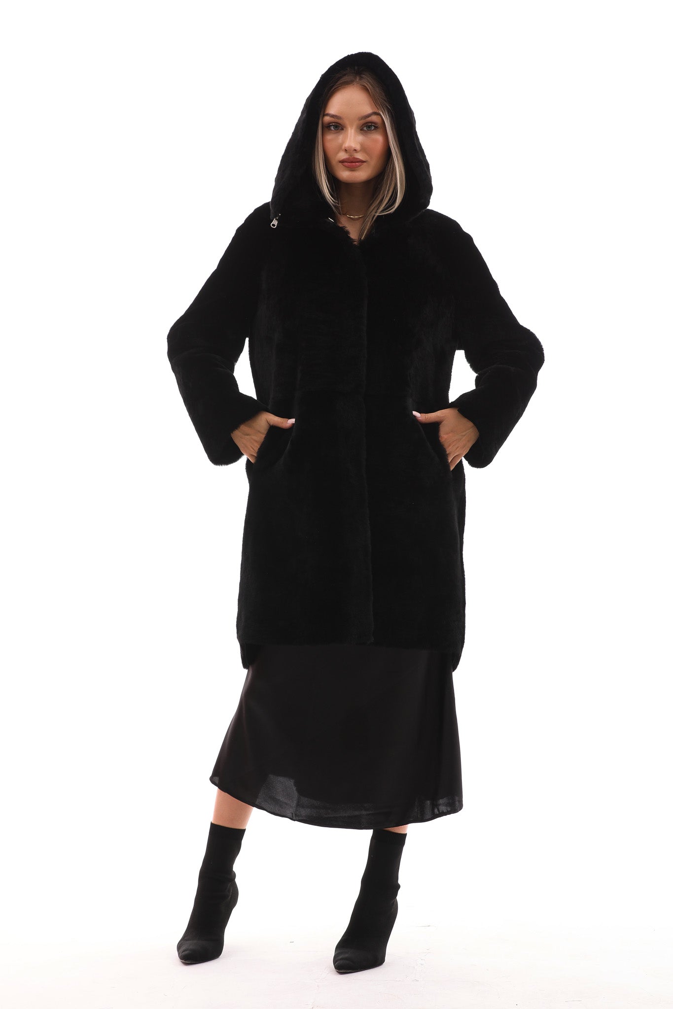 The Noctura Reversible Hooded Shearling Leather Jacket - Vinci Leather