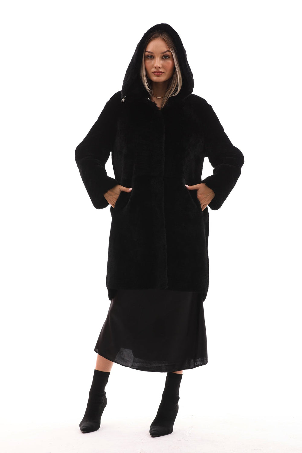 The Noctura Reversible Hooded Shearling Leather Jacket - Vinci Leather