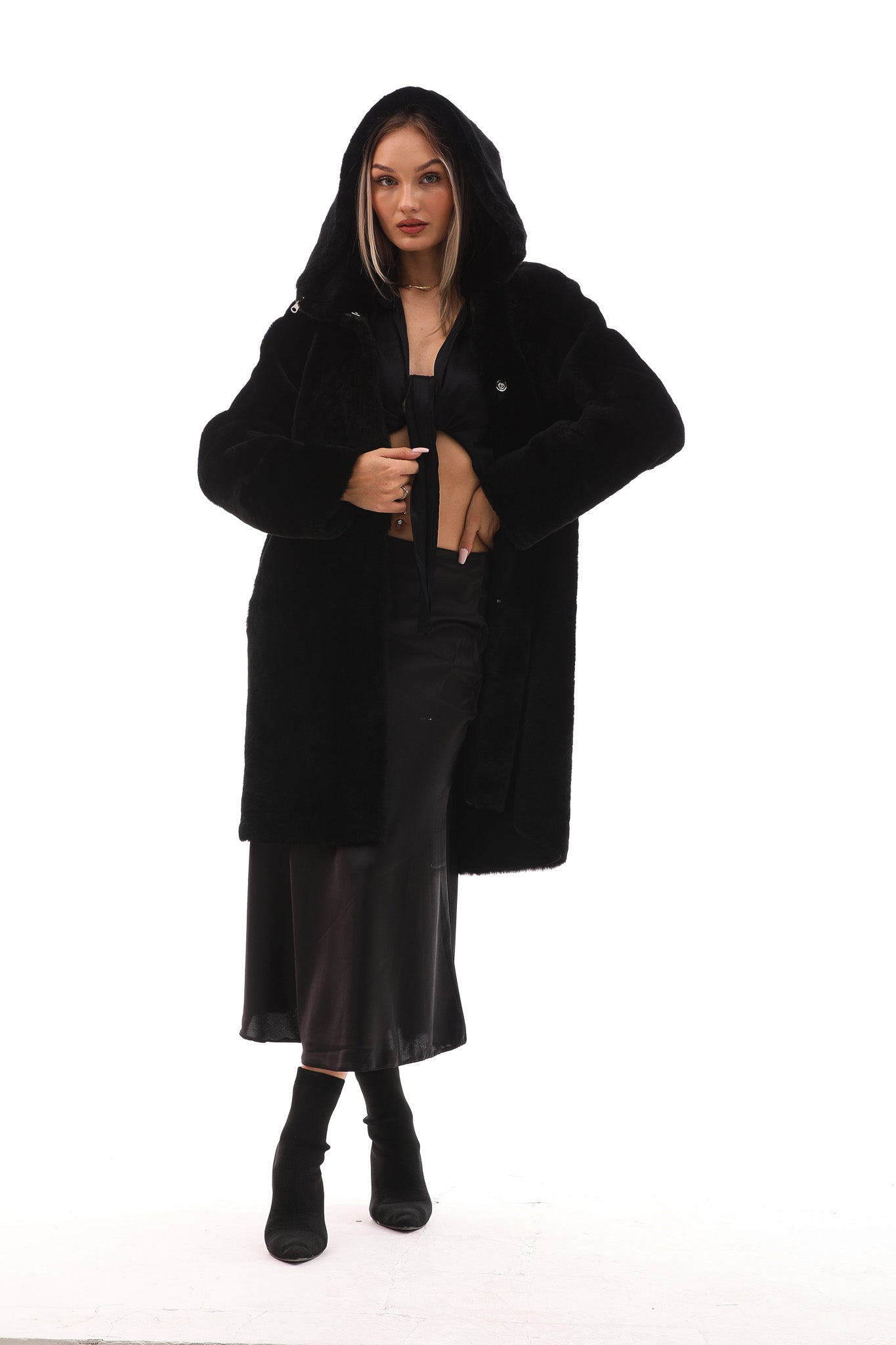 The Noctura Reversible Hooded Shearling Leather Jacket - Vinci Leather