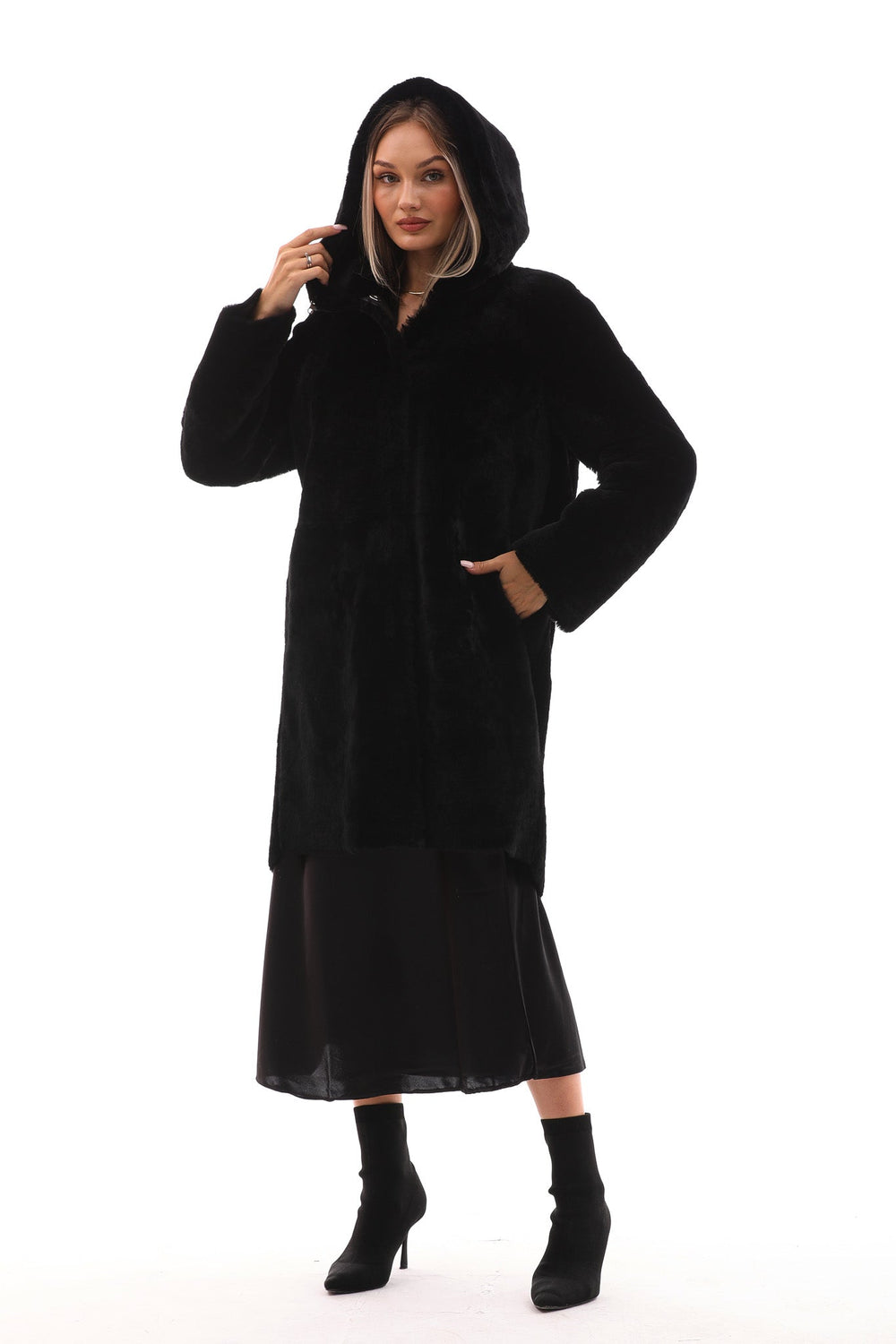 The Noctura Reversible Hooded Shearling Leather Jacket - Vinci Leather