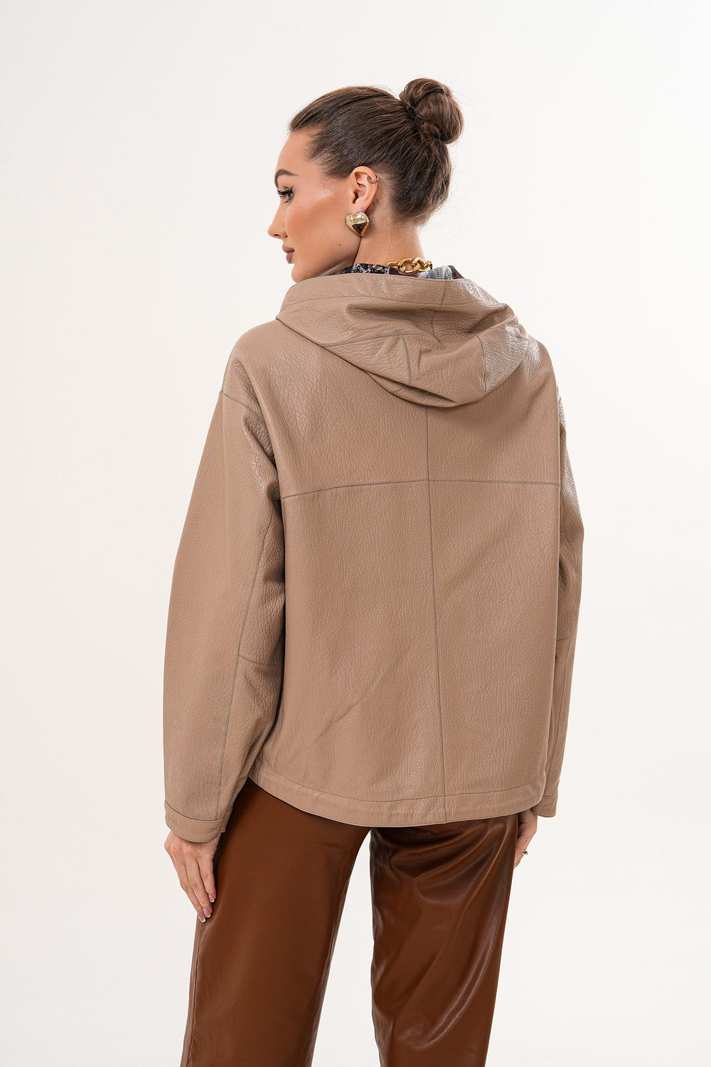 The Calyra Reversible Leather Jacket – Taupe - Vinci Leather