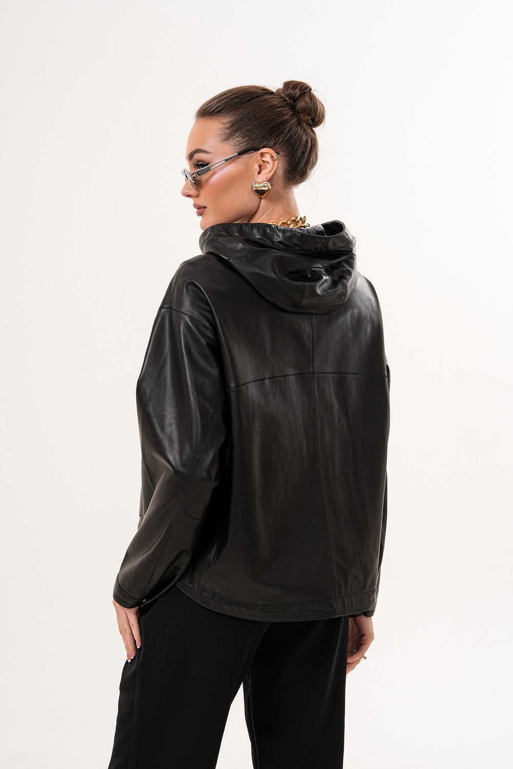 The Calyra Reversible Leather Jacket – Black - Vinci Leather