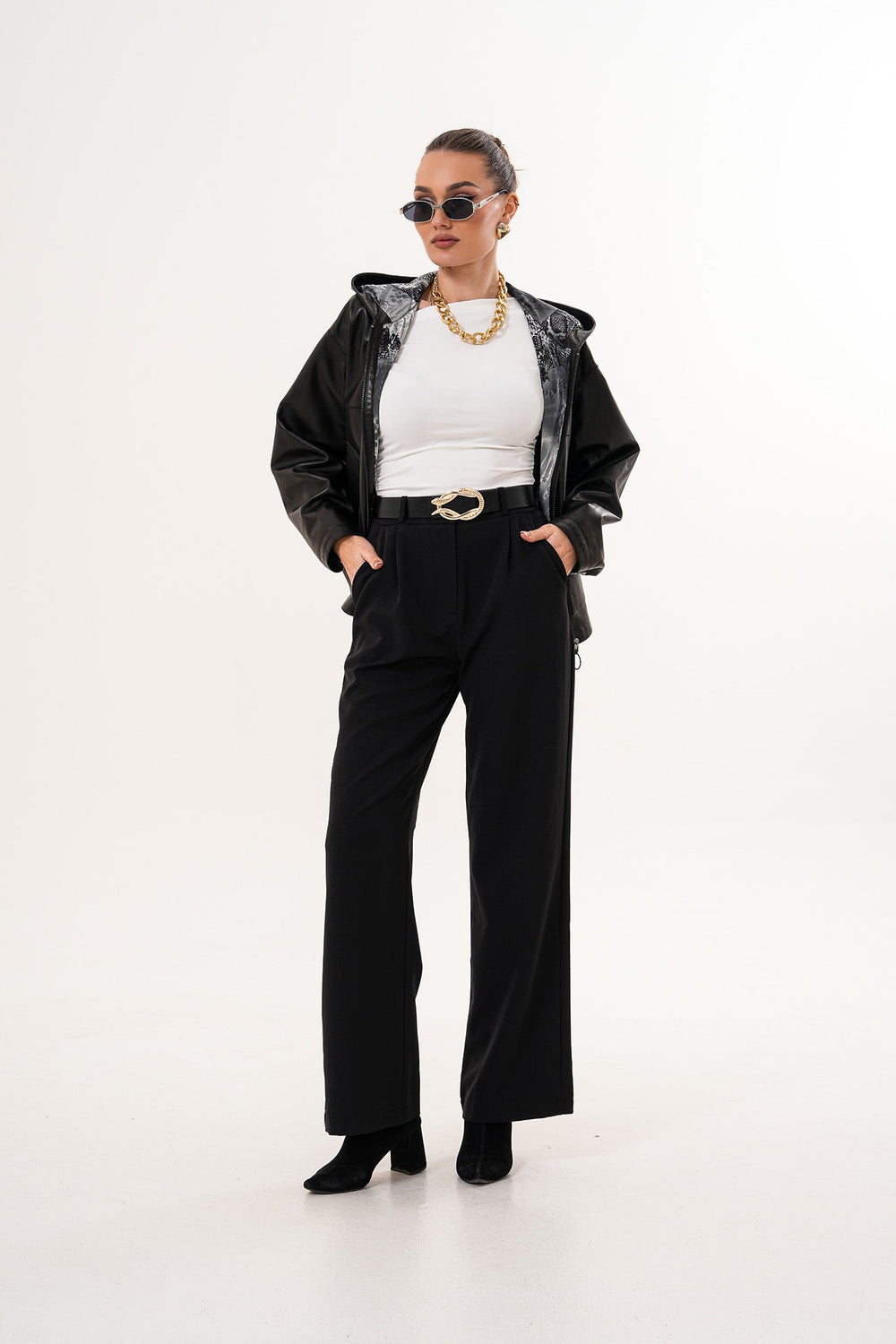 The Calyra Reversible Leather Jacket – Black - Vinci Leather