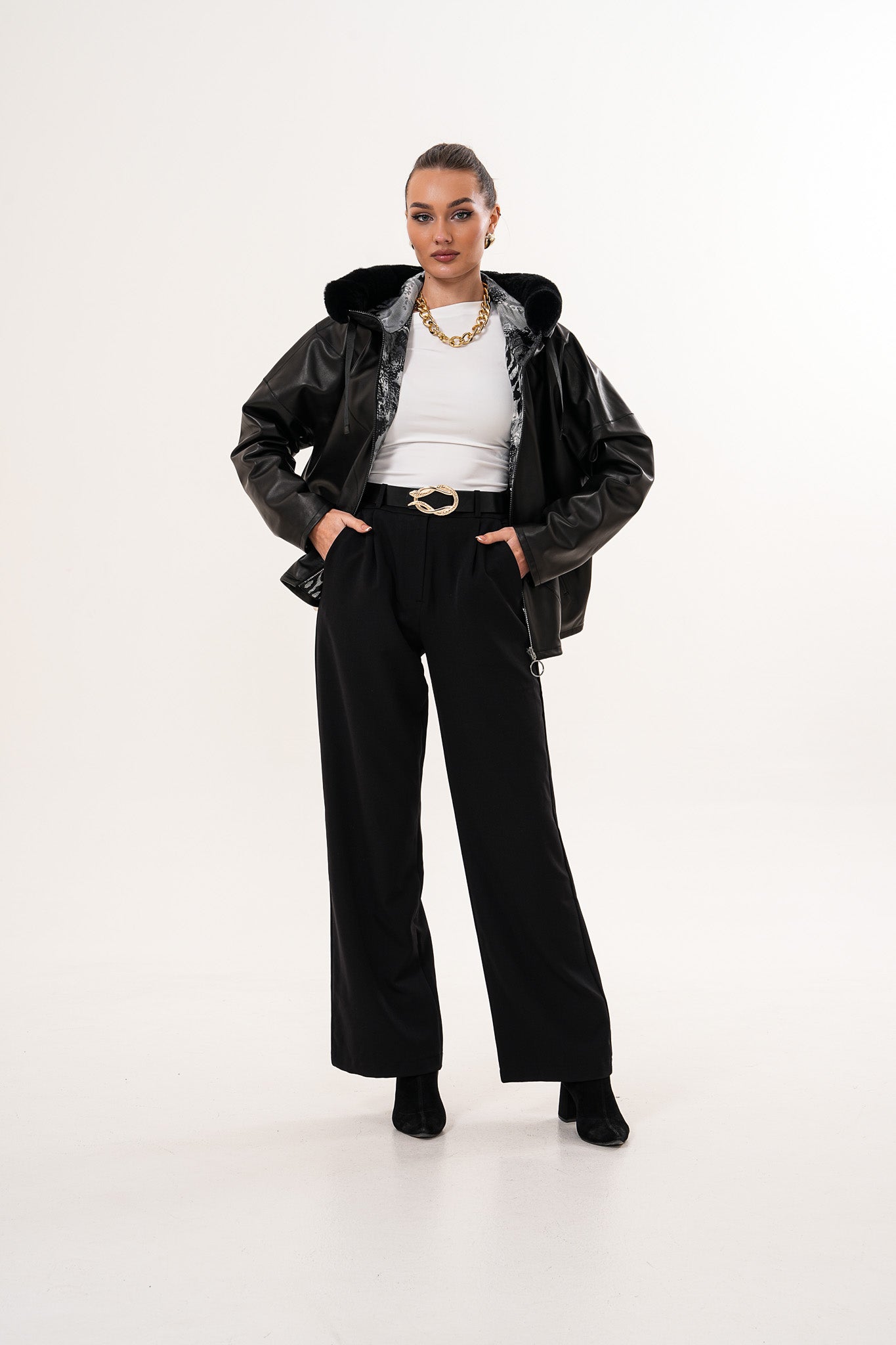 The Velora Black Reversible Lambskin Leather Jacket - Vinci Leather