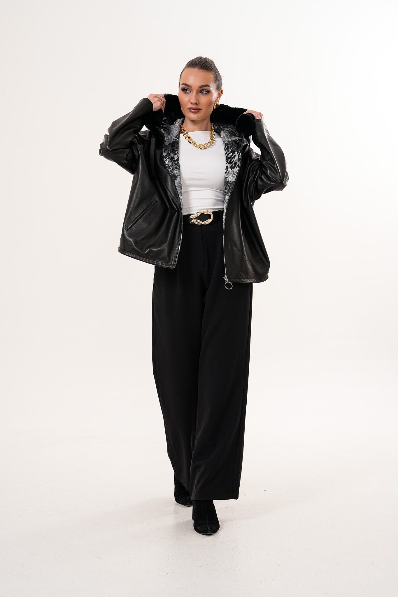 The Velora Black Reversible Lambskin Leather Jacket - Vinci Leather