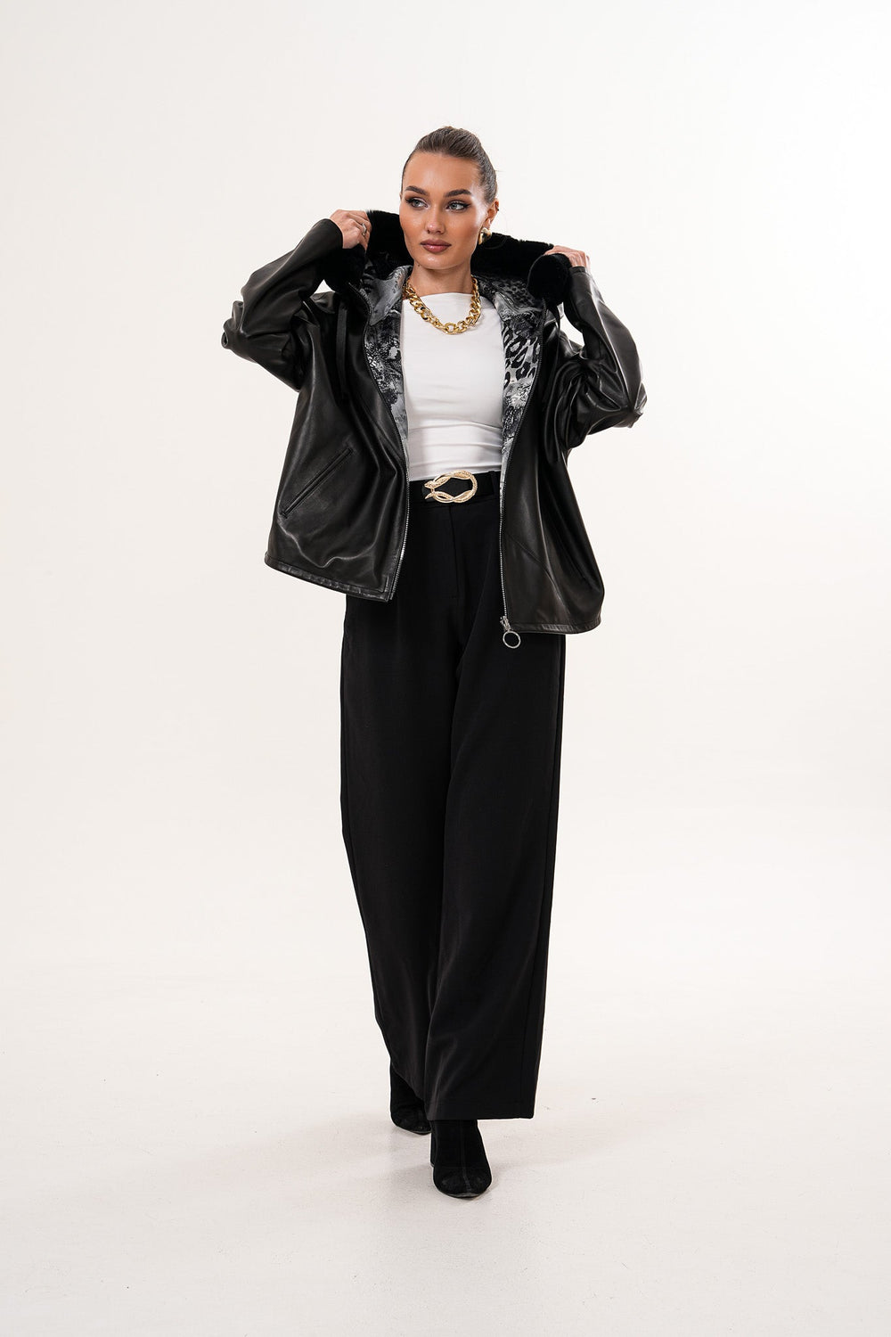 The Velora Black Reversible Lambskin Leather Jacket - Vinci Leather