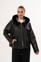 The Velora Black Reversible Lambskin Leather Jacket - Vinci Leather
