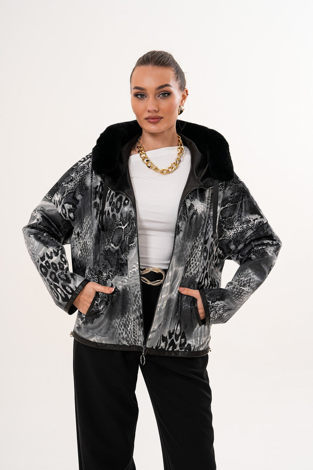 The Velora Black Reversible Lambskin Leather Jacket - Vinci Leather