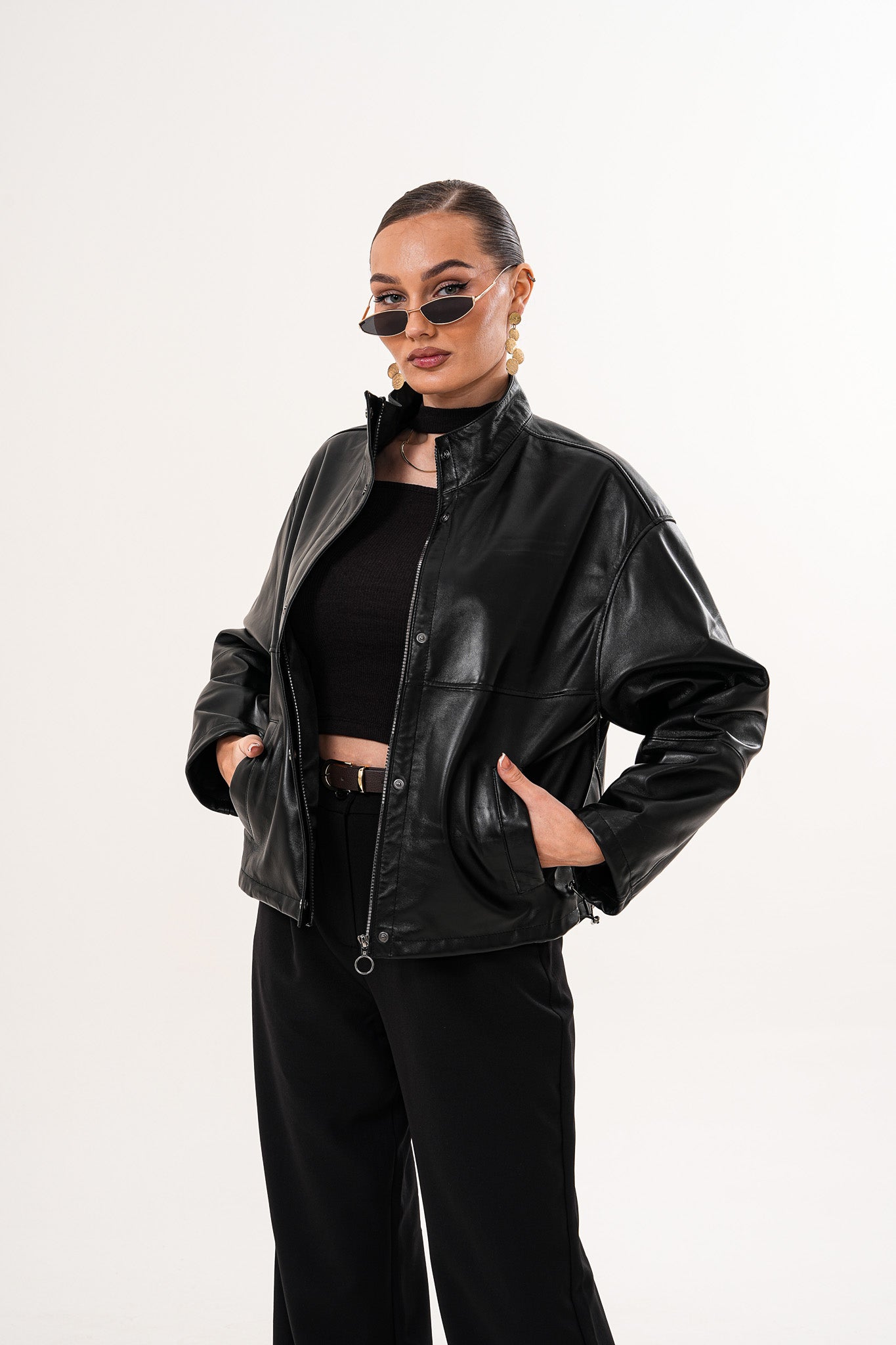 The Vesper Black Leather Jacket - Vinci Leather
