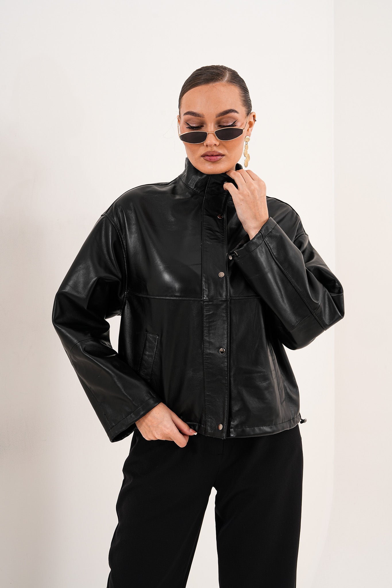 The Vesper Black Leather Jacket - Vinci Leather