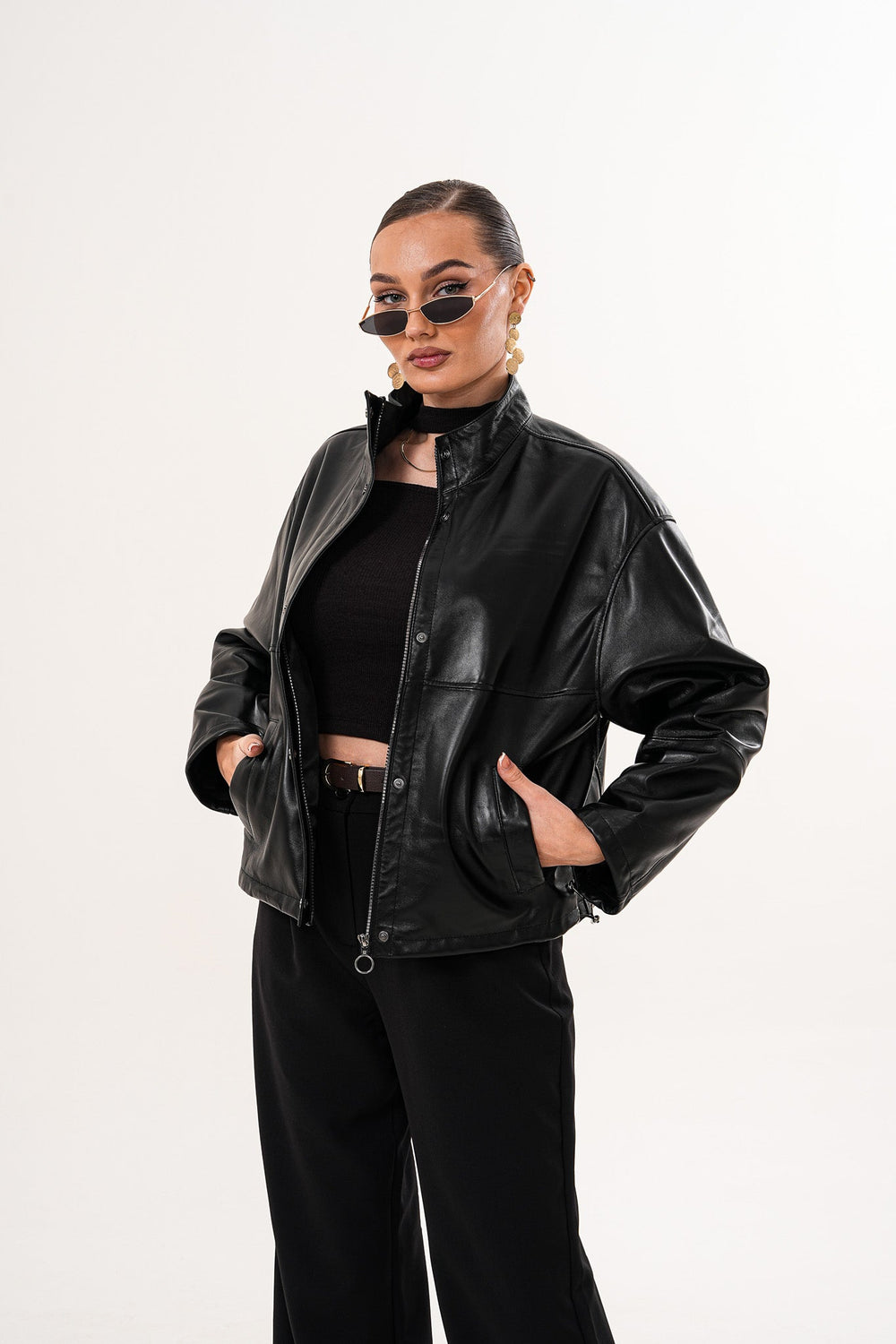 The Vesper Black Leather Jacket - Vinci Leather
