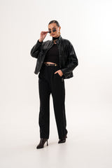 The Vesper Black Leather Jacket - Vinci Leather