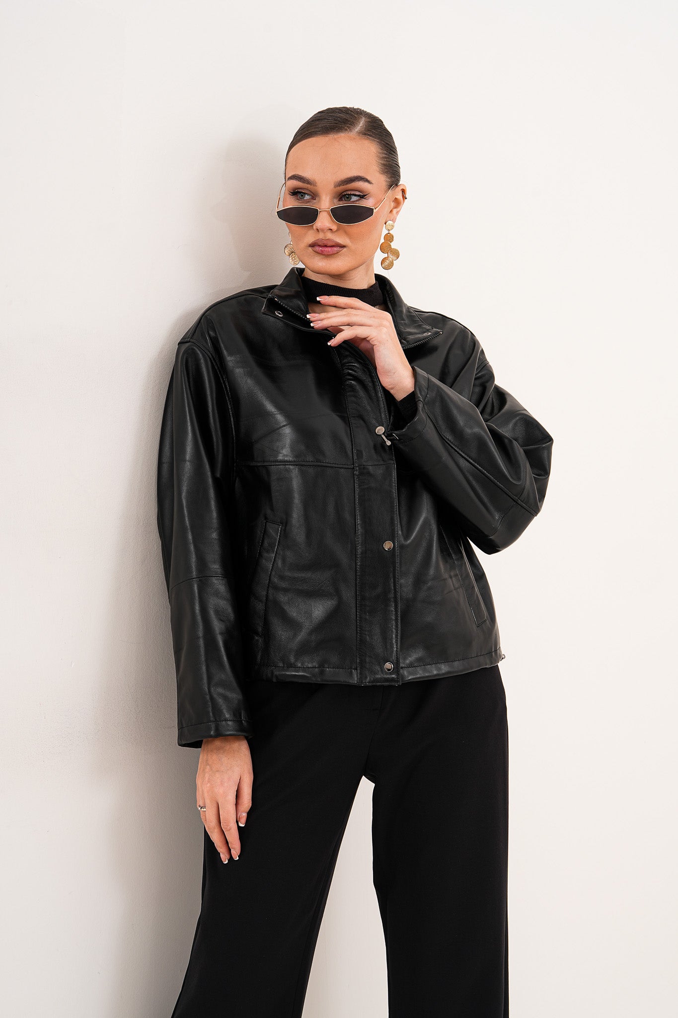 The Vesper Black Leather Jacket - Vinci Leather