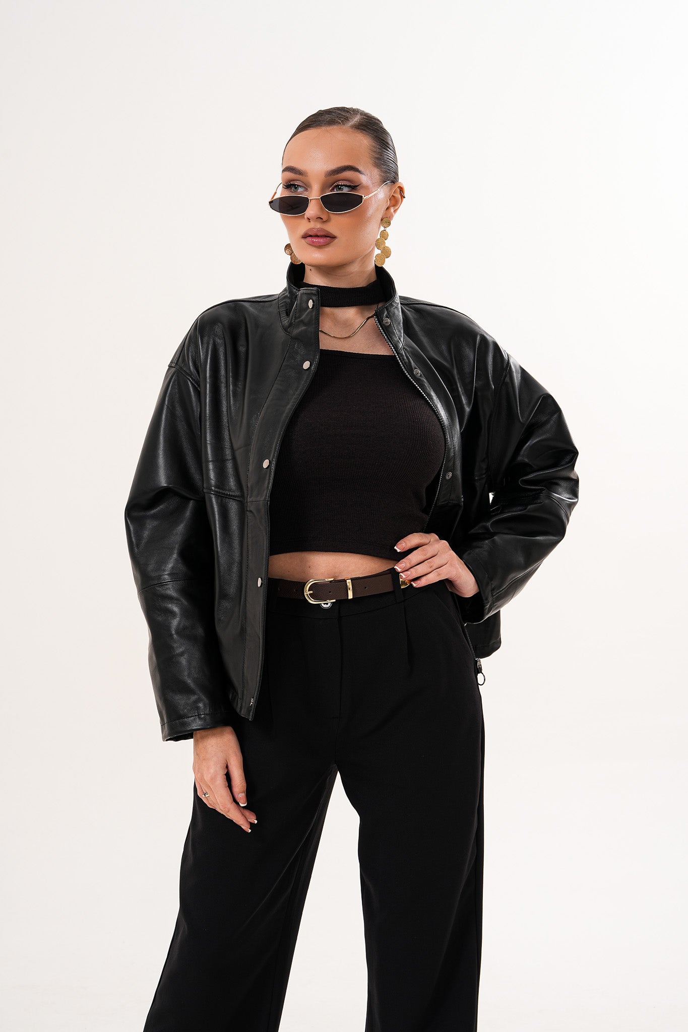 The Vesper Black Leather Jacket - Vinci Leather