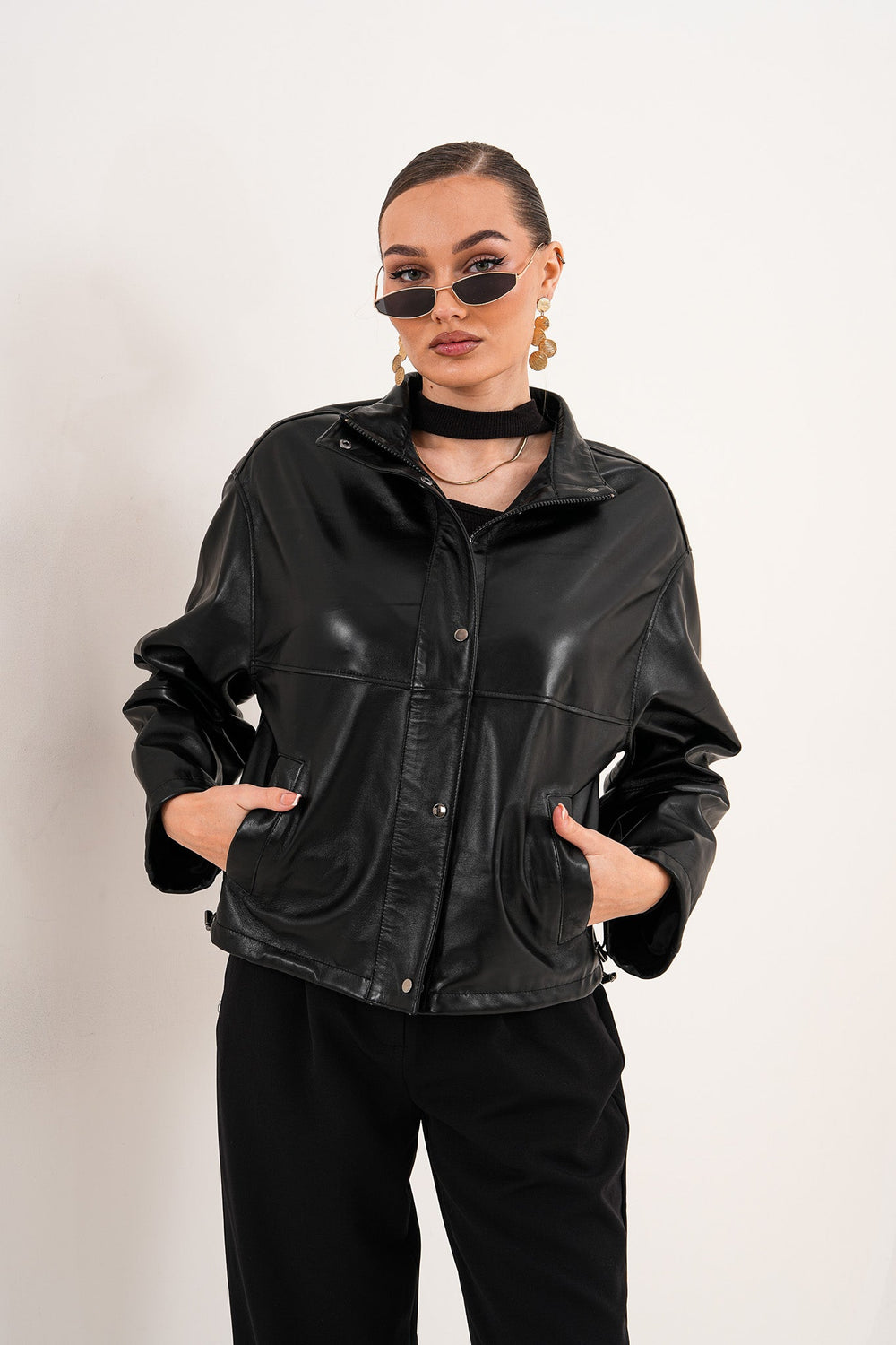 The Vesper Black Leather Jacket - Vinci Leather