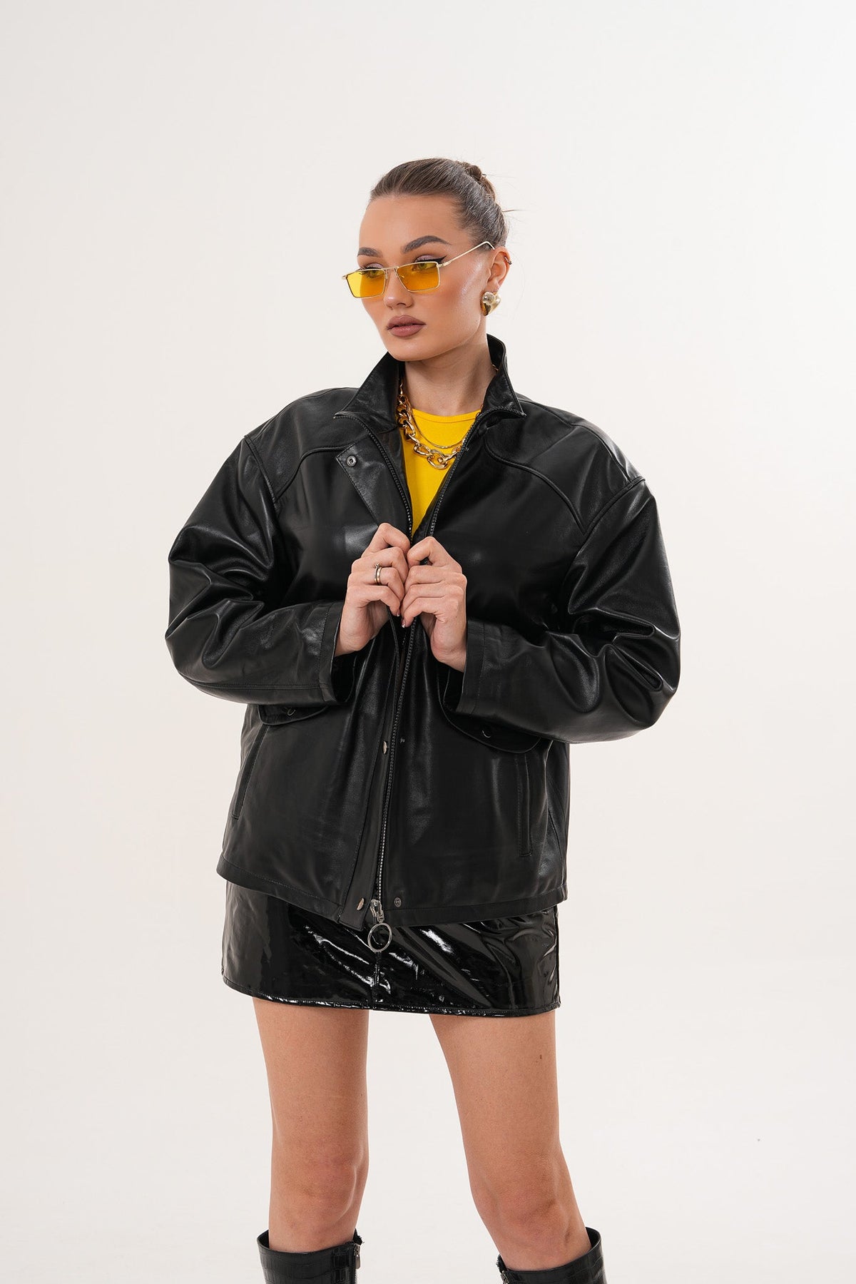 The Nox Black Leather Jacket - Vinci Leather