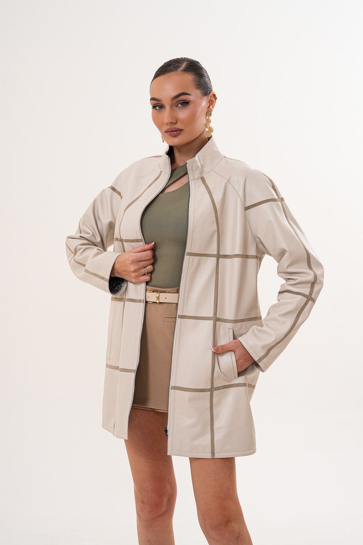 The Prado Reversible Cream  Leather Jacket - Vinci Leather