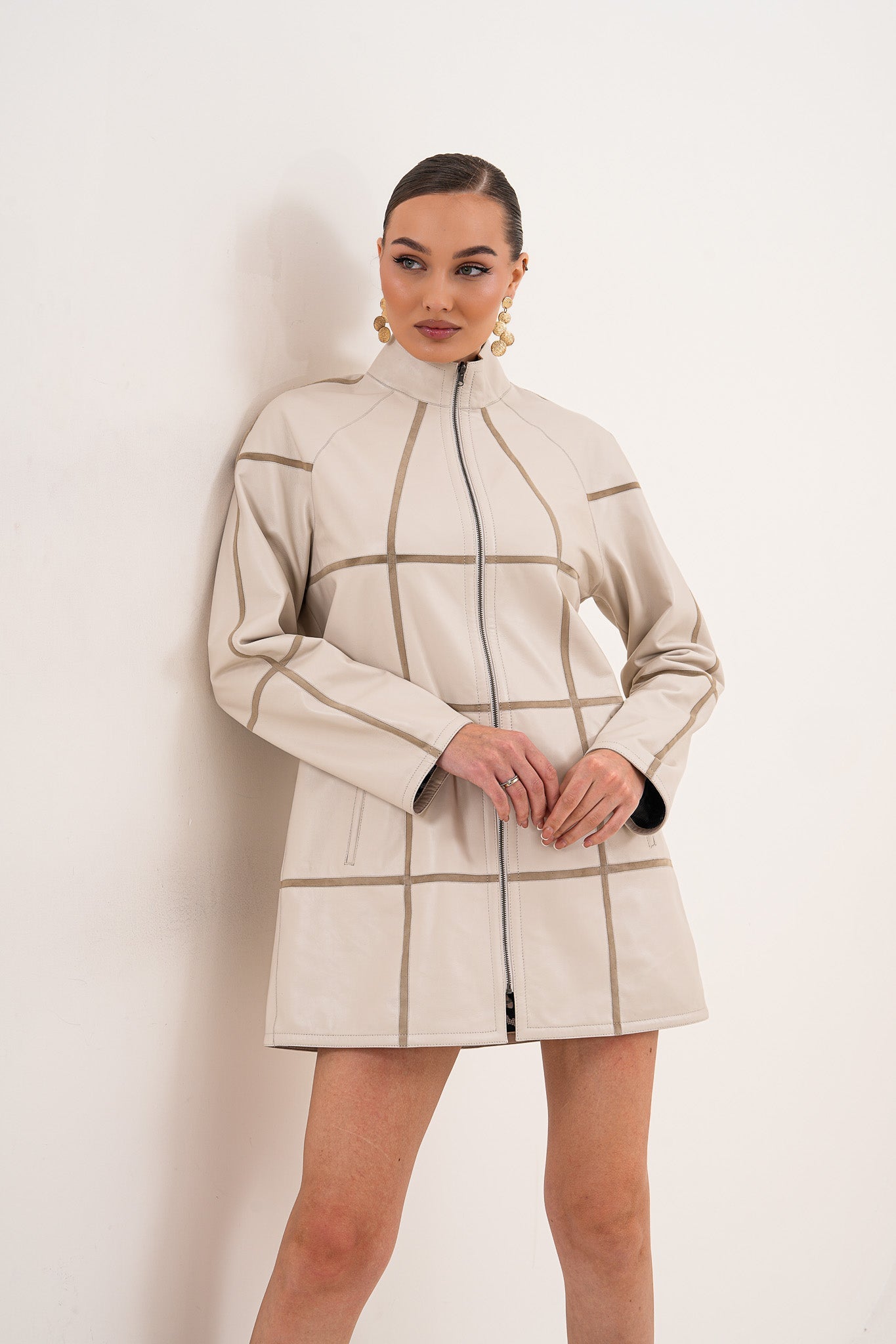The Prado Reversible Cream  Leather Jacket - Vinci Leather