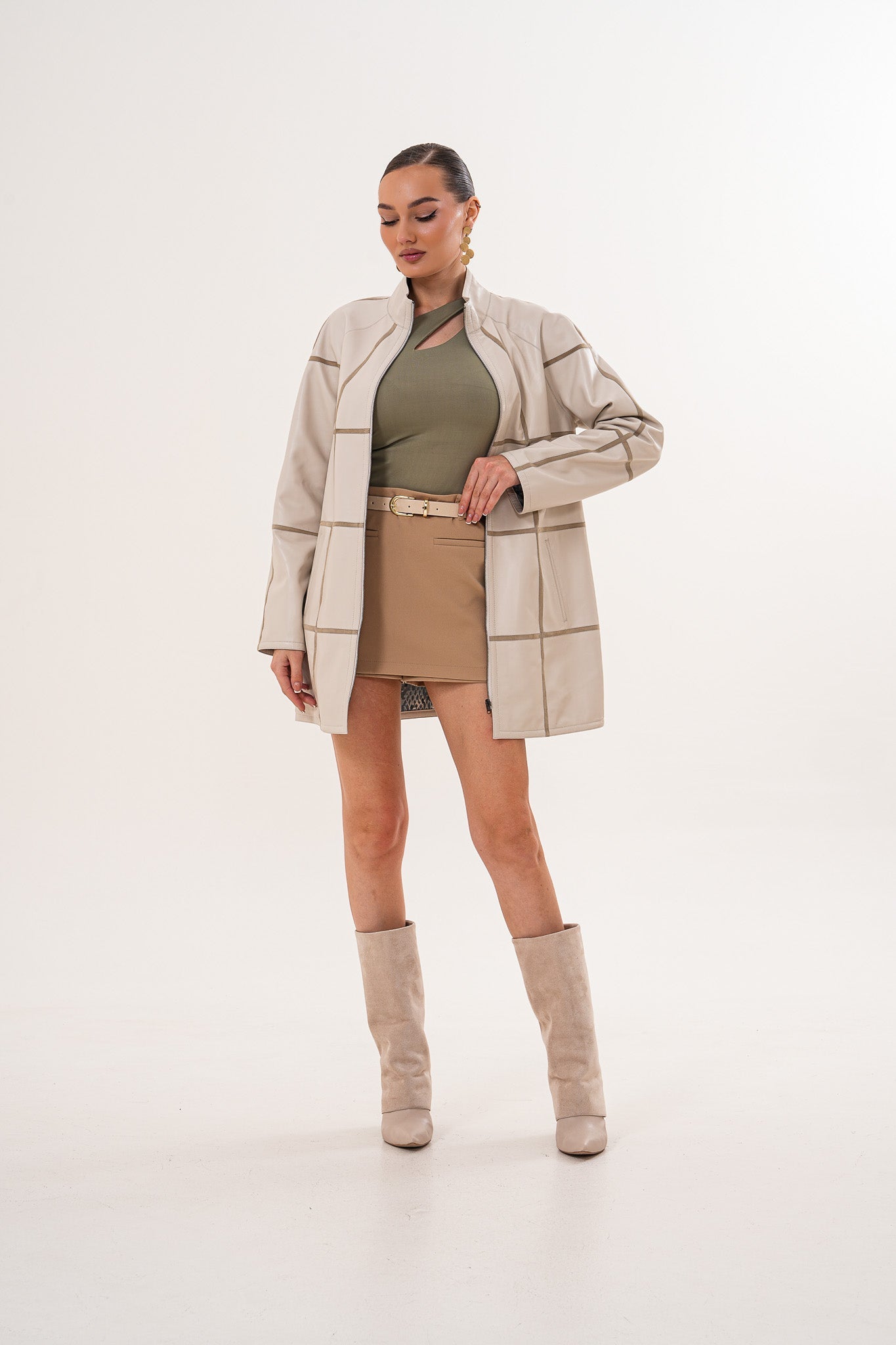 The Prado Reversible Cream  Leather Jacket - Vinci Leather