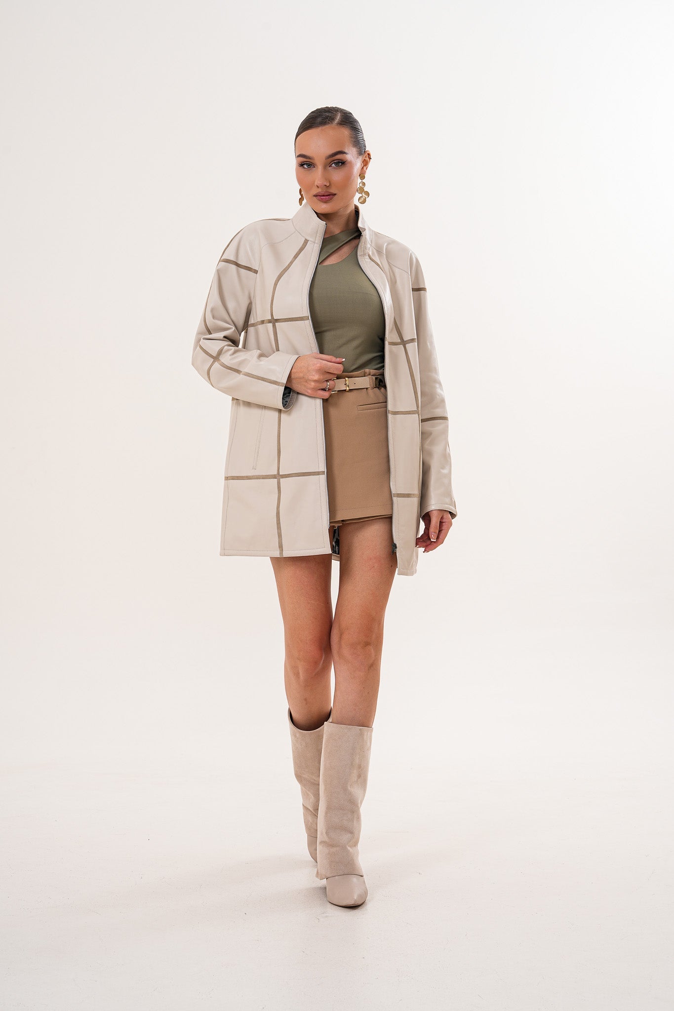 The Prado Reversible Cream  Leather Jacket - Vinci Leather