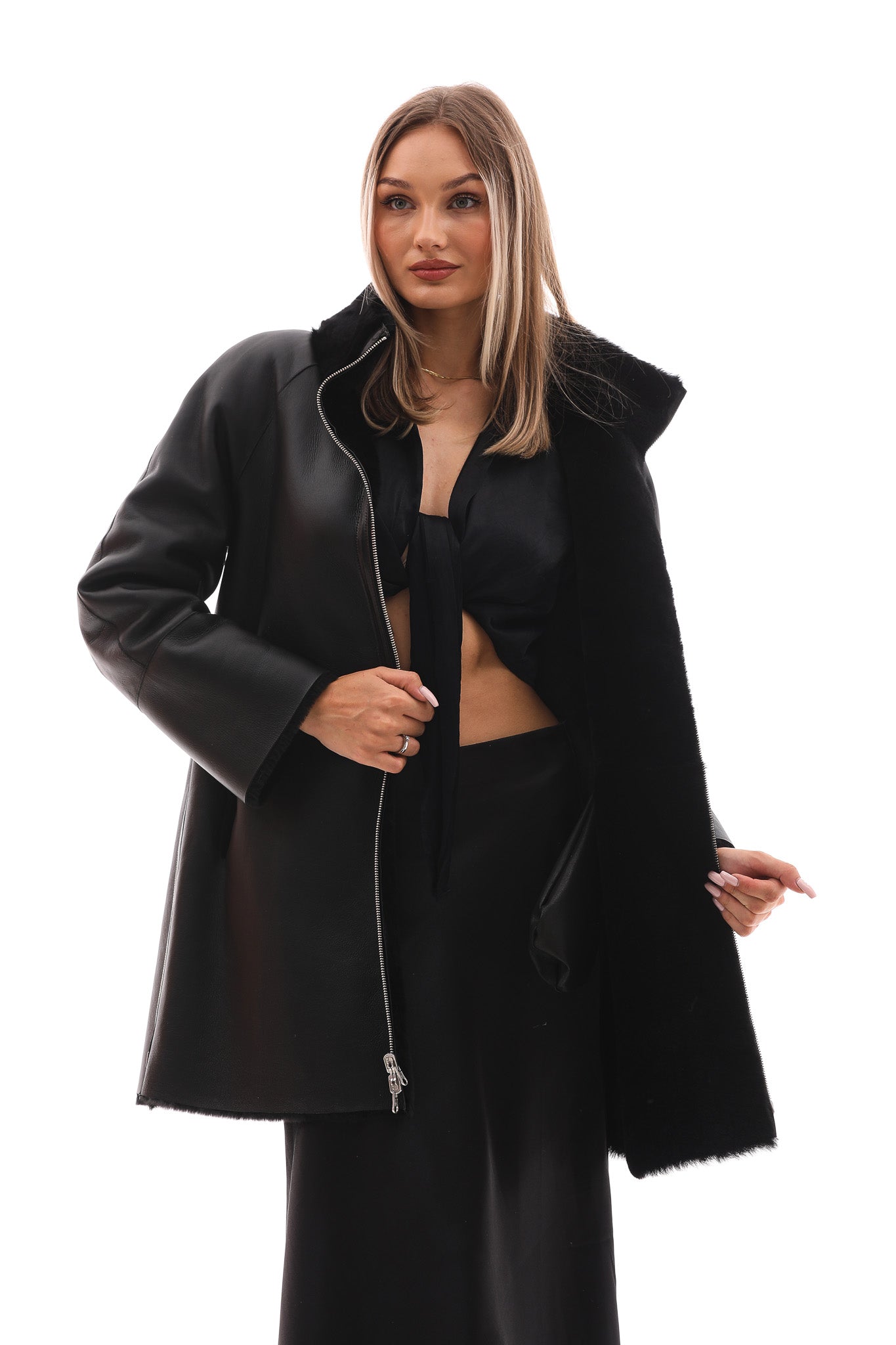 The Nyra Reversible Shearling Leather Jacket - Vinci Leather