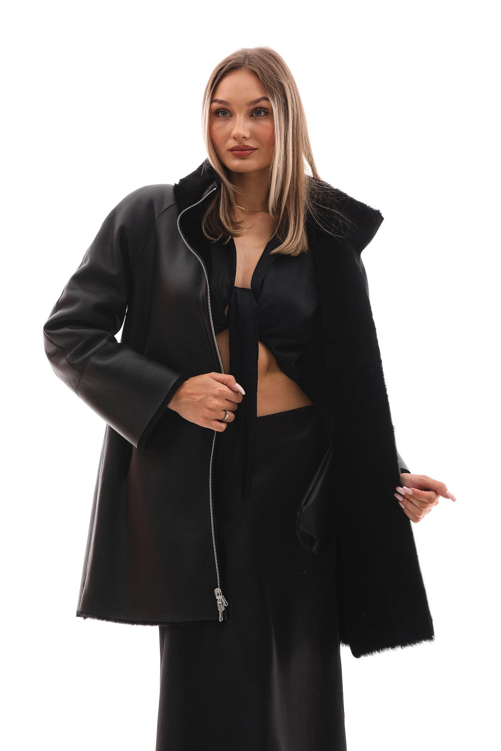 The Nyra Reversible Shearling Leather Jacket - Vinci Leather