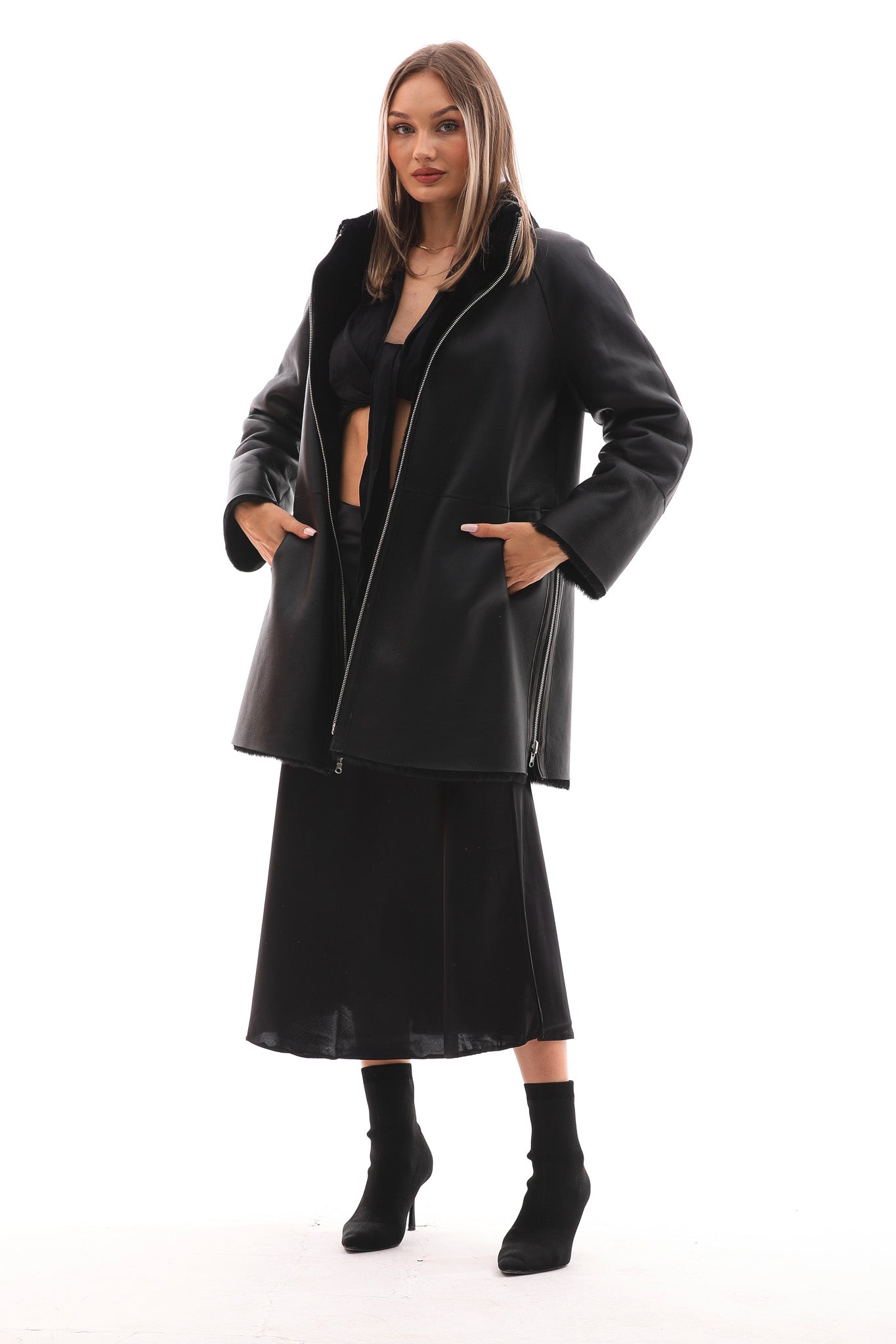 The Nyra Reversible Shearling Leather Jacket - Vinci Leather