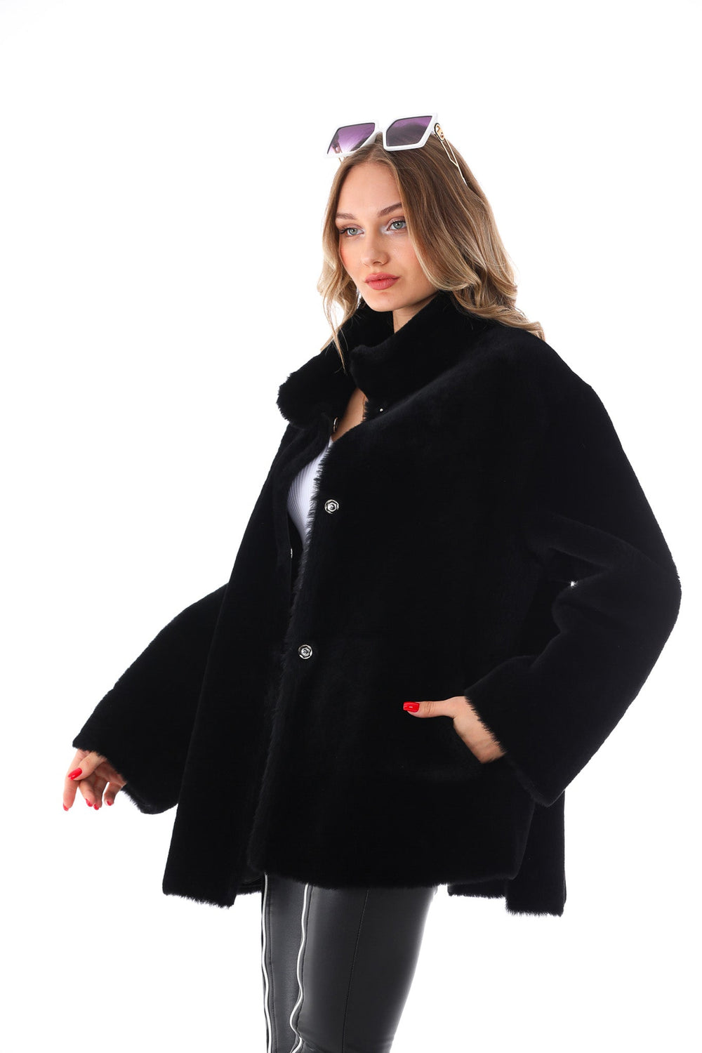 The Luxera Reversible Black Shearling Leather Jacket - Vinci Leather