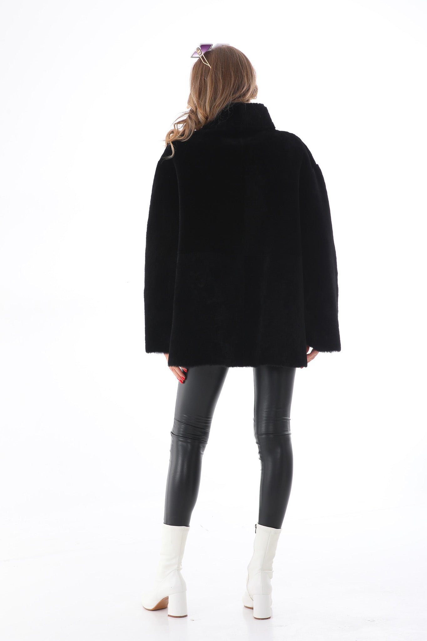 The Luxera Reversible Black Shearling Leather Jacket - Vinci Leather