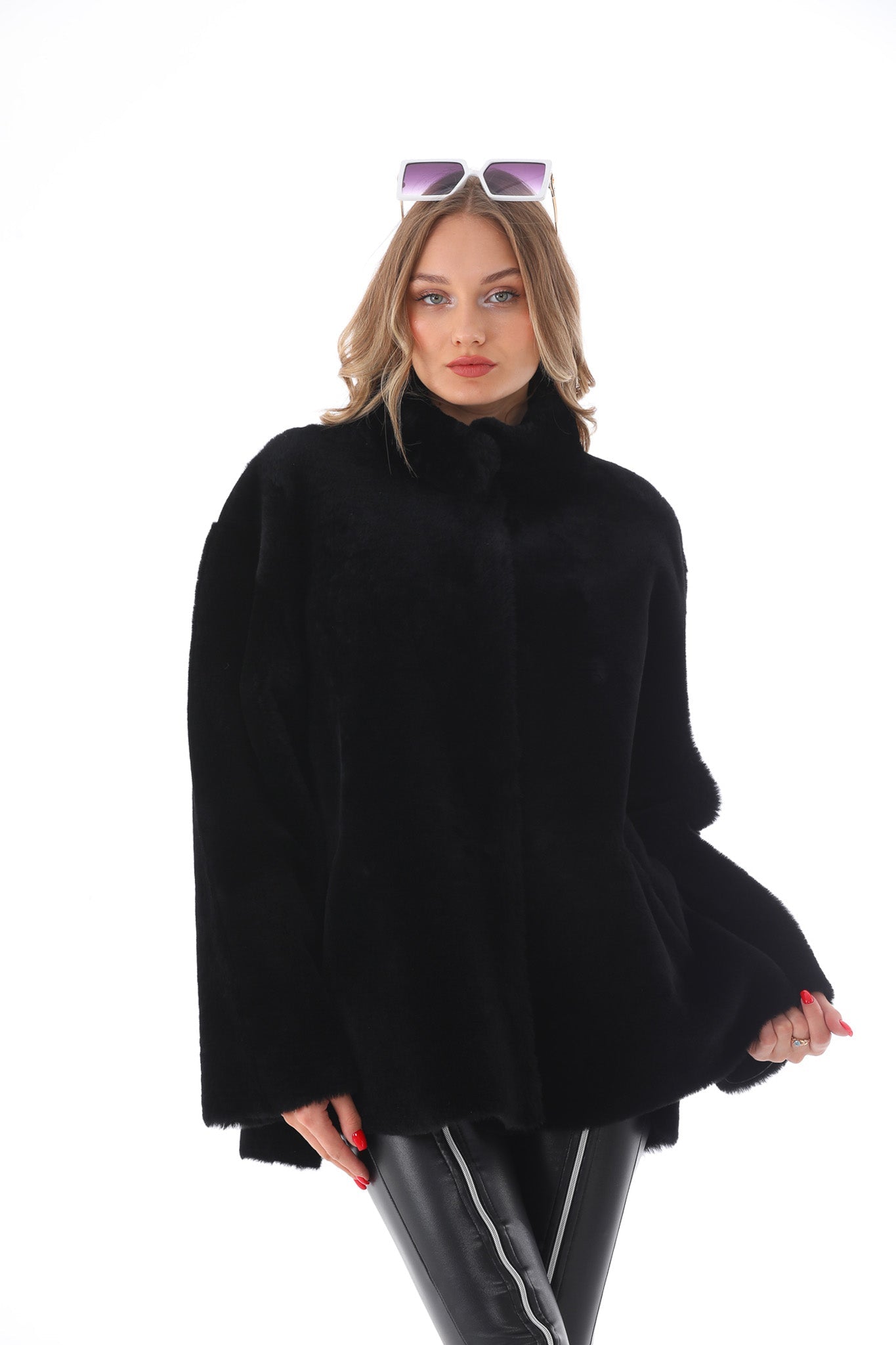 The Luxera Reversible Black Shearling Leather Jacket - Vinci Leather