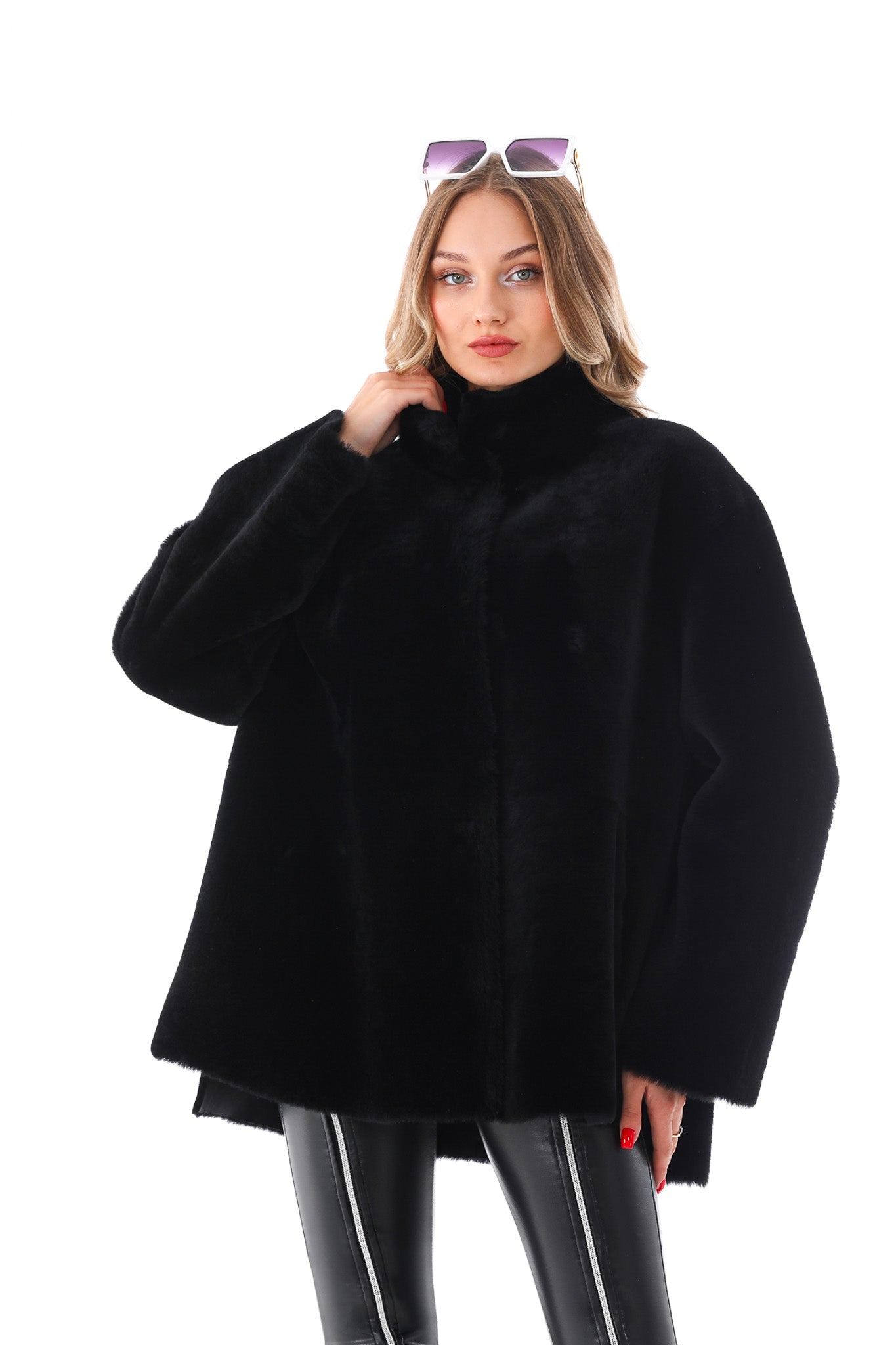 The Luxera Reversible Black Shearling Leather Jacket - Vinci Leather