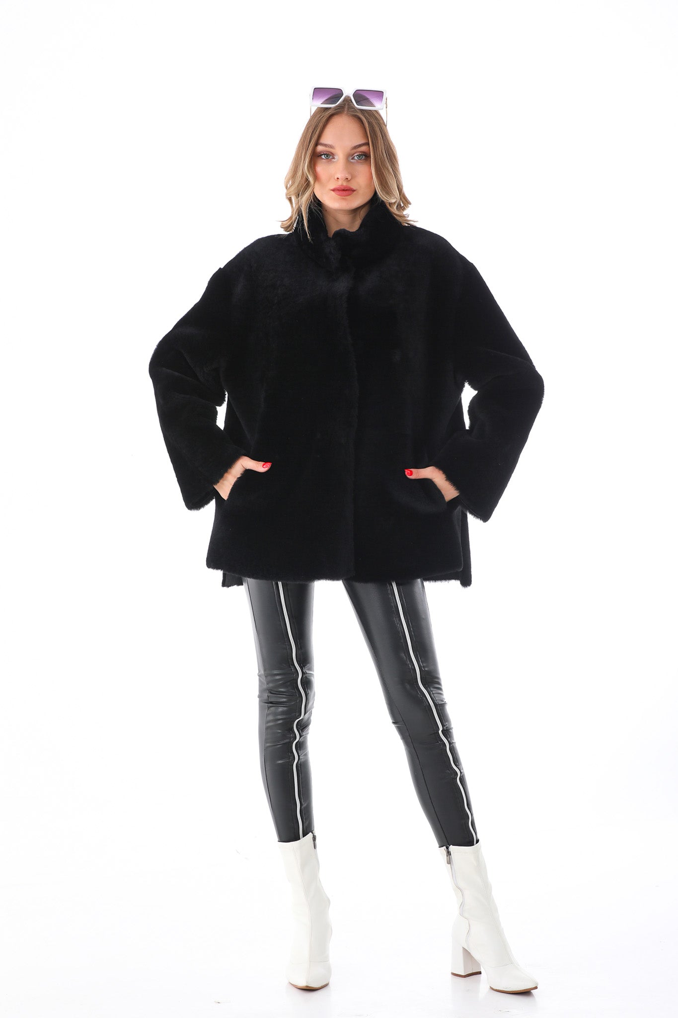 The Luxera Reversible Black Shearling Leather Jacket - Vinci Leather
