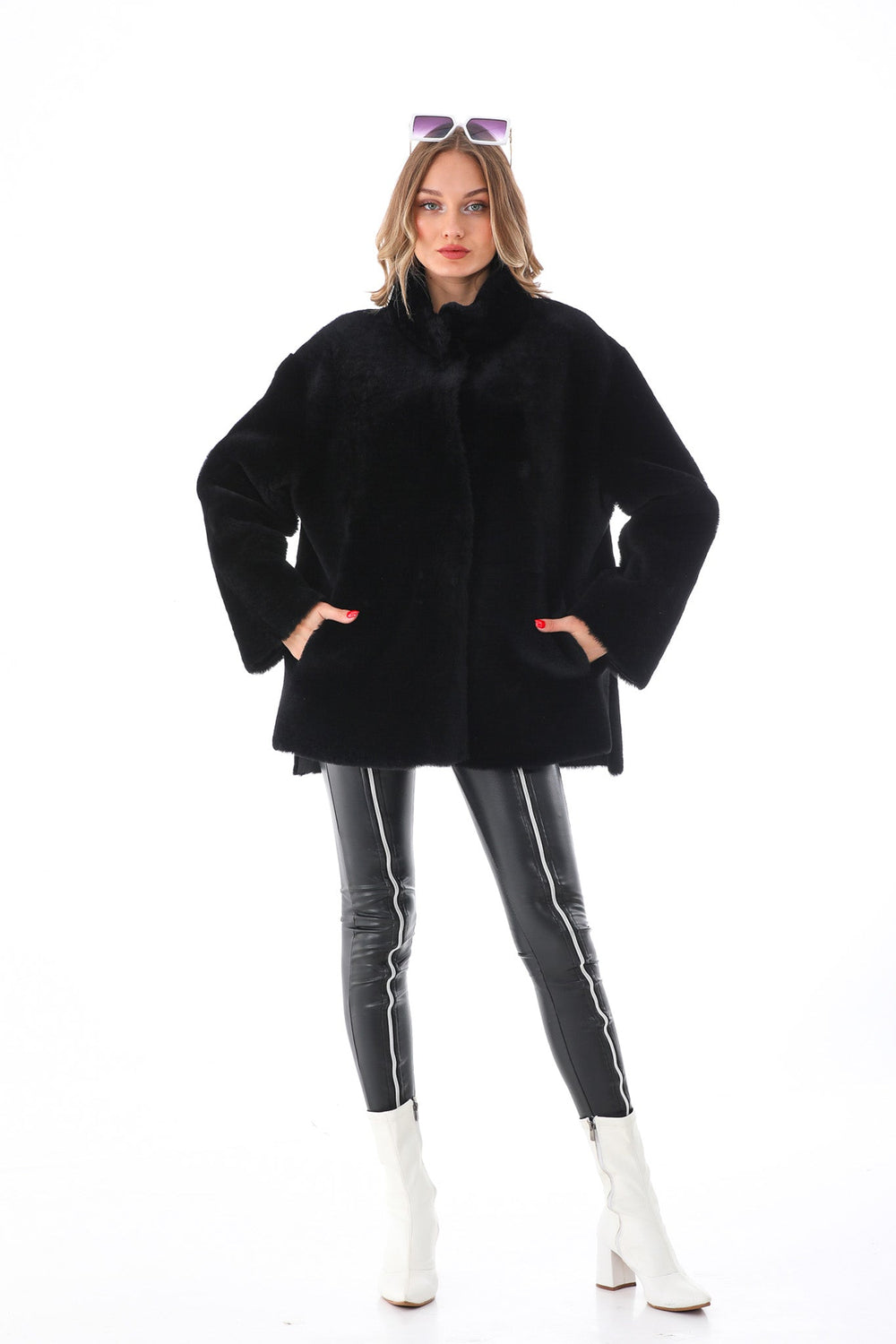 The Luxera Reversible Black Shearling Leather Jacket - Vinci Leather
