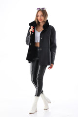 The Luxera Reversible Black Shearling Leather Jacket - Vinci Leather