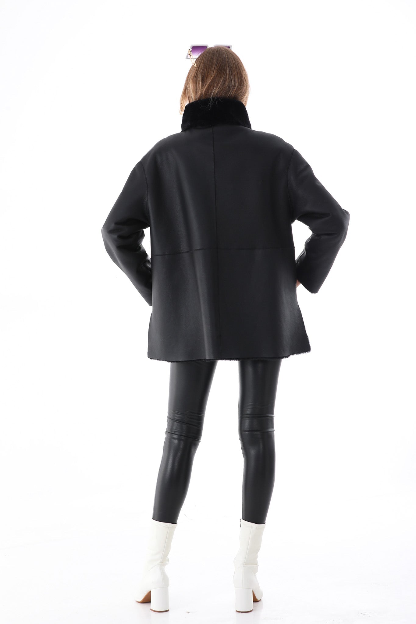 The Luxera Reversible Black Shearling Leather Jacket - Vinci Leather