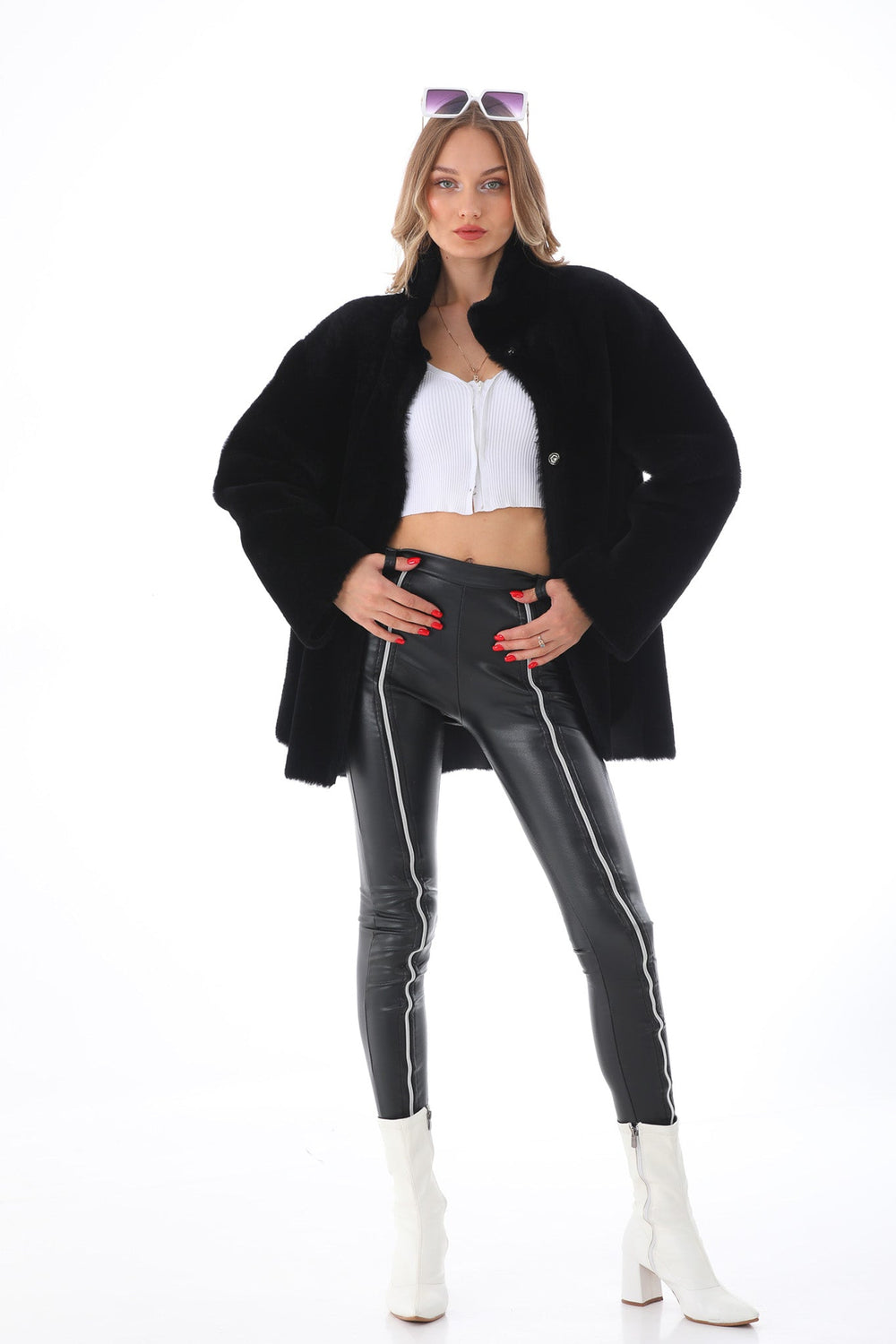 The Luxera Reversible Black Shearling Leather Jacket - Vinci Leather