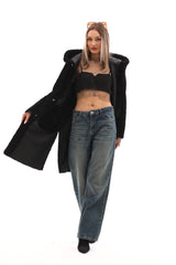 The VESARA Reversible Shearling Leather Coat – Jet Black - Vinci Leather