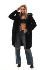 The VESARA Reversible Shearling Leather Coat – Jet Black - Vinci Leather